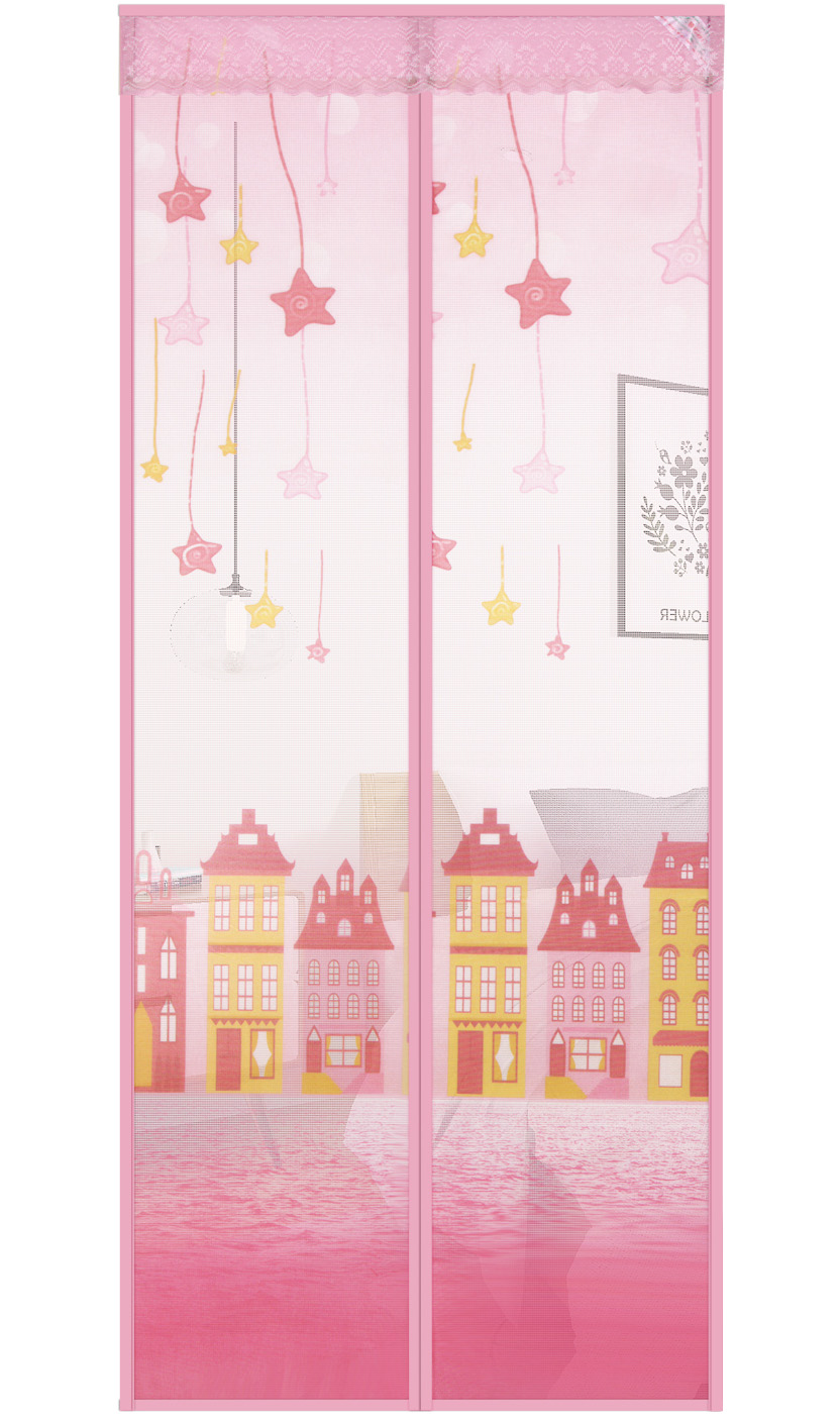 Printed cloth Meteor Garden Magnetic Soft Yarn Door-Pink
