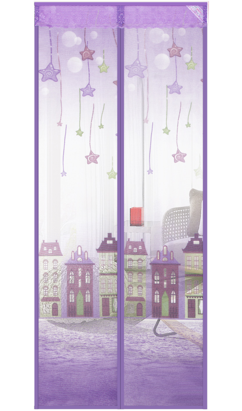 Printed cloth Meteor Garden Magnetic Soft Yarn Door-Purple